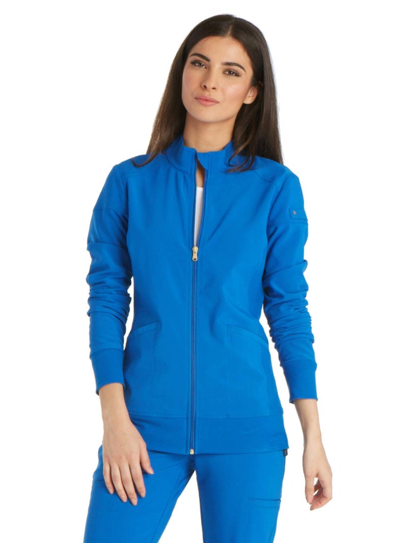 Cherokee iflex by Cherokee Uniforms Zip Front Scrub Jackets for Women Plus Size CK303, 2XL, Royal - Image 1